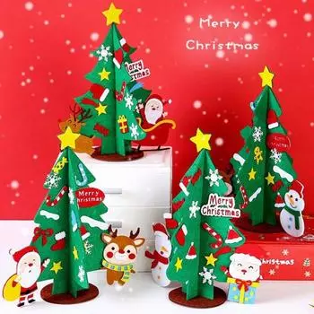 Рождественская елка своими руками из фетра Рождественская елка Санта-Клаус Материал для рождественской елки Упаковка для детского сада D