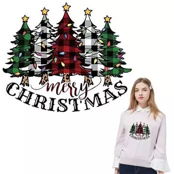 Рождественская елка Термоперенос Diy Parches Ropa Наклейки для одежды Футболки Толстовки Аппликации Термонаклейки