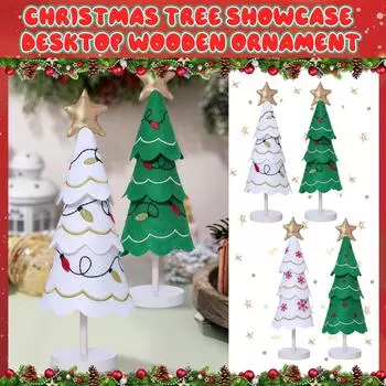 Рождественская елка Ткань Деревянные Украшения Окно Рабочий Стол Рождественская Вышивка Снежинка Украшения One Size