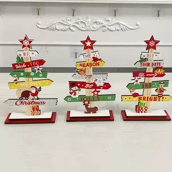 Рождественская елка, украшение для рабочего стола, устойчивое основание из цельного дерева, указательный столб, Лось, снеговик, снежинка, многоразовый праздник, рождественский орнамент для стола, товары для вечеринок, подарок C