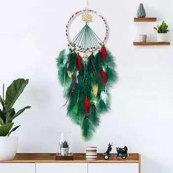 Рождественская елка, украшение из перьев, украшение в виде колокольчика, украшение для дома, рождественское украшение One Size зелёный