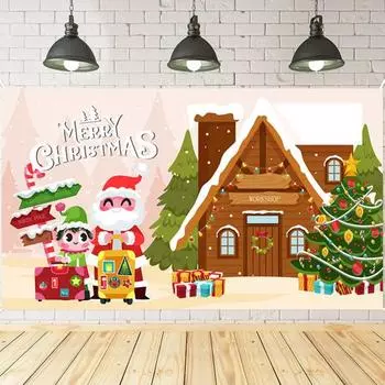 Рождественская елка, украшение Санта-Клауса, цветной баннер с изображением Клауса, фон для вечеринки, яркий износостойкий рождественский фон, баннер красный