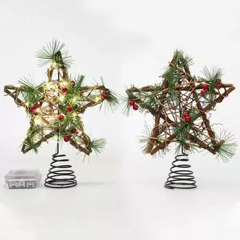 Рождественская елка, украшение со звездами и огнями, деревянный декор в виде верхушек деревьев, теплая атмосфера, реквизит для вечеринки, дома, кухни, мероприятий, клубов, баров Without Light