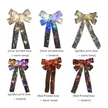 Рождественская елка Верхушка светодиодная лента банты украшения новогодние украшения для вечеринки 2