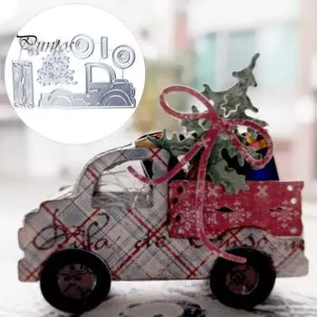 Рождественская елка в форме автомобиля, тиснение, резка, сделай сам, скрапбукинг, трафарет, декор, форма серебряный
