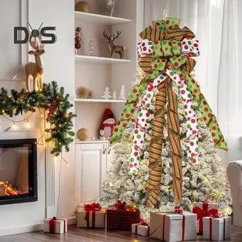 Рождественская елка венок бант большой красный зеленый горошек рождественский подарочный бант зимний бант украшение для праздничного домашнего декора вечеринки зелёный/красный