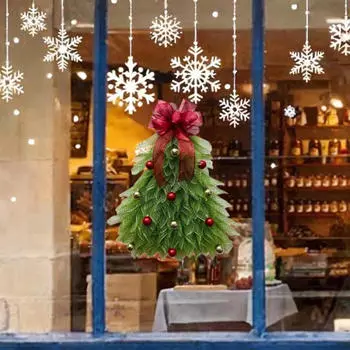 Рождественская елка венок искусственный с гирляндами треугольный рождественский подвесной