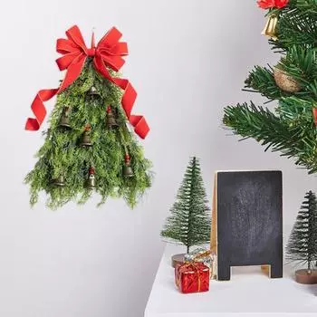 Рождественская елка, венок, входная дверь, ручная работа, фермерский дом, рождественская гирлянда с колокольчиками