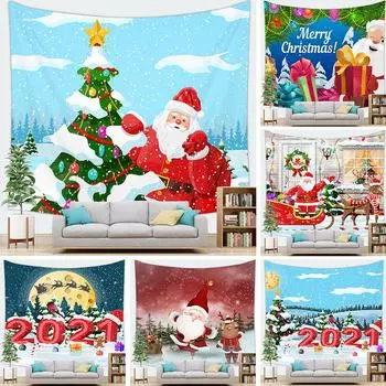 Рождественская елка висит ткань Санта-Клаус фон Рождественская серия гобелен настенный 100x75cm