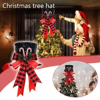 Рождественская елка, волшебная шляпа с бантом и конфетами для рождественских елочных украшений, тростник, верхушка дерева Ho K4L8 Red-1pcs