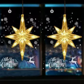 Рождественская елка занавеска на окно висит Фея Полярис огни строка Рождественское украшение для помещения 27*23cm