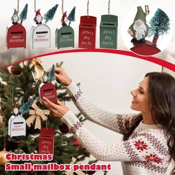 Рождественская елка Железный кулон Маленький почтовый ящик Старик Ретро почтовый ящик Рождественское украшение One Size