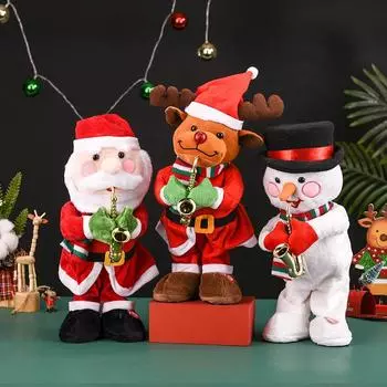 Рождественская елочная кукла может петь и танцевать, электрическая плюшевая игрушка Санта-Клауса, снеговика, рождественские украшения, украшение для дома, Рождественский подарок для детей