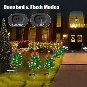 Рождественская елочная лампа Yousheng на солнечных батареях с маленьким колокольчиком, водонепроницаемая, автоматическая зарядка, не требуется проводка, садовая газонная лампа, ландшафтное освещение зелёный