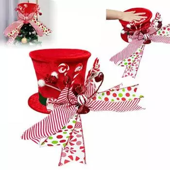 Рождественская елочная шапка Красная бархатная шапка с бантом в виде леденца на палочке Зима B