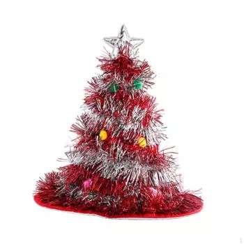 Рождественская елочная шапка Креативный карнавальный костюм Фотореквизит Праздничный декор для праздника Red Silver No Light