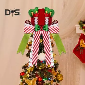 Рождественская елочная шляпа, большая красная официальная шляпа с ножками эльфа и удлиненным бантом, складная декоративная шляпа для рождественской елки, праздничный домашний декор зелёный