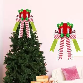 Рождественская елочная шляпа, большая красная официальная шляпа с ножками эльфа и удлиненным бантом, складная декоративная шляпа для рождественской елки, праздничный домашний декор зелёный