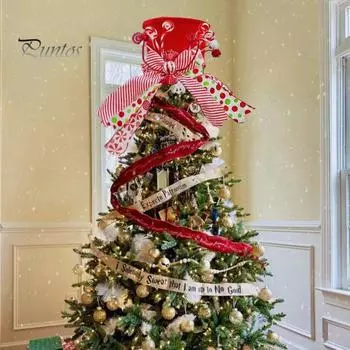 Рождественская елочная шляпа, красная бархатная шляпа с бантом в виде леденца на палочке, декоративная зимняя рождественская шляпа для украшения домашней вечеринки A