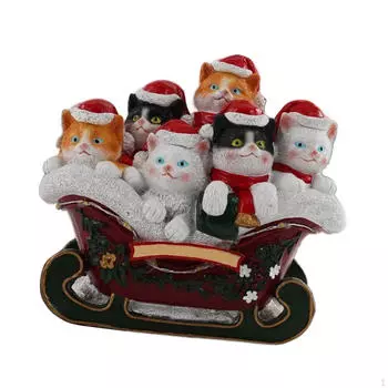 Рождественская фигурка кошки, миниатюрное светящееся украшение для домашнего декора 15.5x8.5x14.5cm