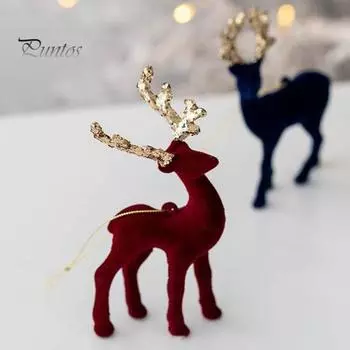 Рождественская фигурка оленя, сверкающие украшения в виде оленей, украшение для дома в виде лося на рождественскую елку, двери, окна, декор шампанского