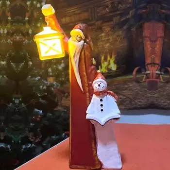 Рождественская фигурка Санта-Клауса, снеговика с солнечным фонарем, скульптура из смолы в виде Деда Мороза