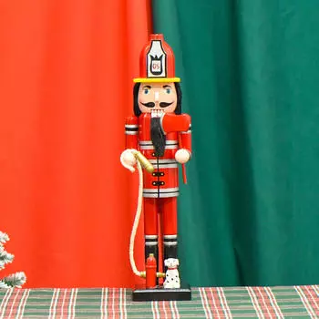 Рождественская фигурка Щелкунчика, деревянная, фигурка пожарного, деревянная рождественская для полок