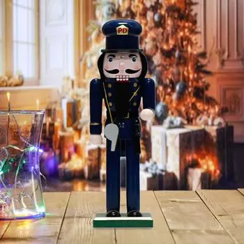 Рождественская фигурка Щелкунчика, рождественское украшение, деревянная фигурка Щелкунчика, полицейская фигурка для вечеринки, рождественской елки, домашнего декора синий
