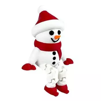 Рождественская фигурка снеговика, напечатанная на 3D-принтере, сидячий снеговик с подвижными суставами для зимнего домашнего офисного декора Snowman