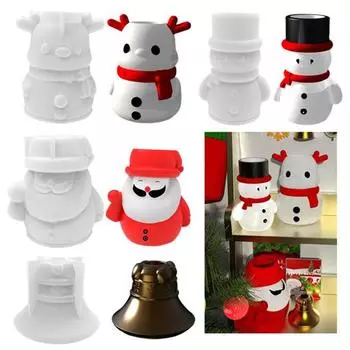 Рождественская форма из смолы, Санта-Снеговик, Лось, колокольчик, легко снимается, сделай сам, гипс, эпоксидная смола, литье, ароматические свечи, орнамент, силиконовая форма Snowman