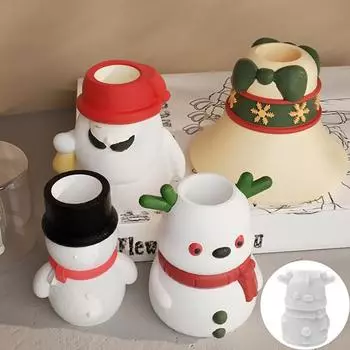 Рождественская форма из смолы, Санта-Снеговик, Лось, колокольчик, легко снимается, сделай сам, гипс, эпоксидная смола, литье, ароматические свечи, орнамент, силиконовая форма Snowman