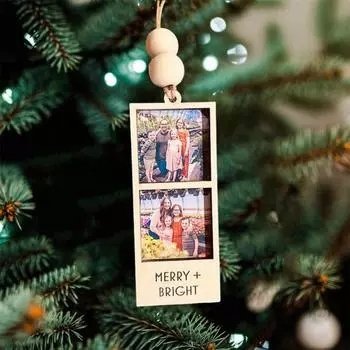 Рождественская фоторамка Yousheng, украшения для семейных фотографий, украшения для рождественской елки, изготовленная на заказ деревянная фоторамка, подвесное украшение для домашнего декора 1pc