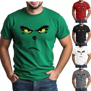 Рождественская футболка для взрослых с круглым вырезом и коротким рукавом, забавный принт, милая рождественская футболка L чёрный