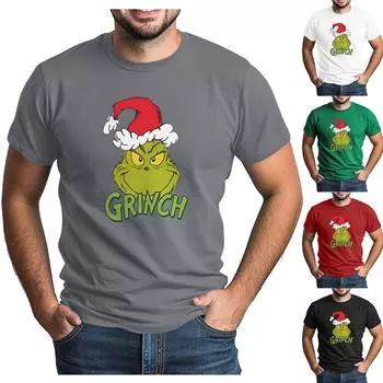 Рождественская футболка для взрослых с круглым вырезом и коротким рукавом, забавный принт, милая рождественская футболка M чёрный