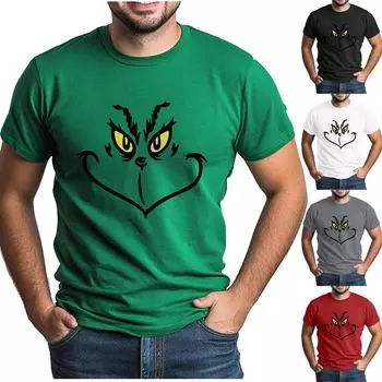 Рождественская футболка для взрослых с круглым вырезом и коротким рукавом, забавный принт, милая рождественская футболка L чёрный