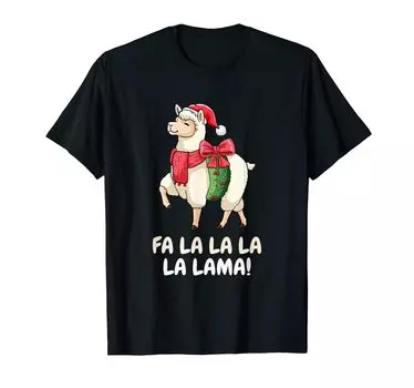 Рождественская футболка Fa lama, забавная футболка с изображением альпаки