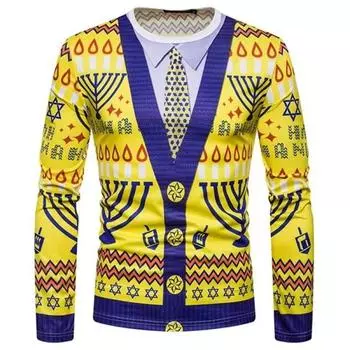 Рождественская футболка мужская с длинным рукавом и круглым вырезом Y2k топы с 3D-печатью рождественские формальные графические футболки повседневная эстетическая одежда S