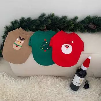 Рождественская футболка с плюшевым мишкой для собак и кошек Yorkshire Marzis, свитер для маленьких собак, осенне-зимняя одежда для щенков, жилет для собак XS