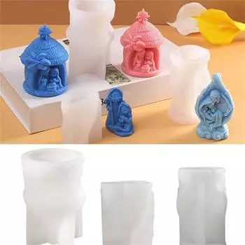 Рождественская гипсовая силиконовая форма для поделок «сделай сам» Святое семейство эпоксидная смола литейная форма рождественская ароматизированная свеча восковая форма домашний рождественский декор One Size