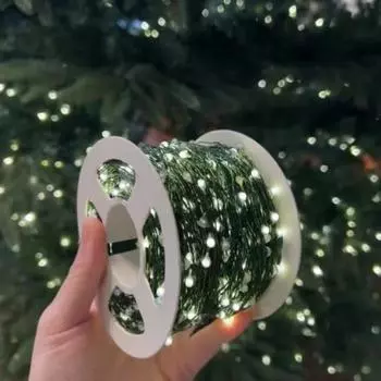 Рождественская гирлянда 20 м с пультом дистанционного управления, водонепроницаемая, 8 режимов, для рождественской елки, свадеб, вечеринок, внутреннего и наружного украшения стен, зеленая светодиодная лампа с медной проволокой теплый белый