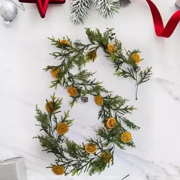 Рождественская гирлянда 6 футов сушеные апельсиновые хлопья гирлянда реалистичный декор фермерского дома зимняя апельсиновая гирлянда