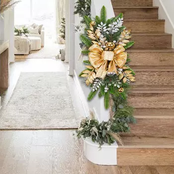 Рождественская гирлянда, декоративное украшение интерьера, лестница Gold