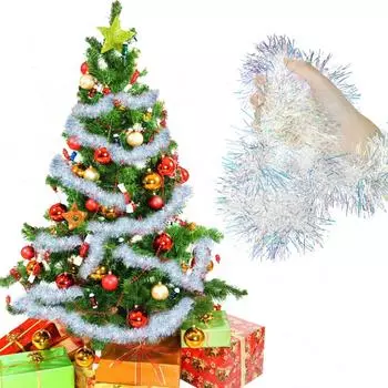 Рождественская гирлянда, елочные украшения, фольгированная гирлянда, подвесная гирлянда для новогодней вечеринки, праздничного внутреннего и наружного украшения One Size