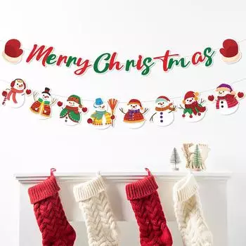 Рождественская гирлянда из флажков, рождественское украшение для дома 2024, подвеска, рождественские баннеры, украшения, подарок на Новый год 2025 г.