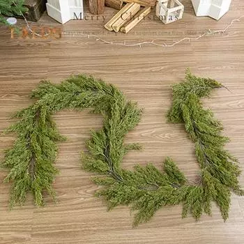 Рождественская гирлянда из искусственной зелени, гирлянда из лозы, зимнее украшение из искусственной сосновой лозы для каминной полки, лестницы, стола, декор L