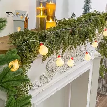 Рождественская гирлянда из искусственной зелени, гирлянда из лозы, зимнее украшение из искусственной сосновой лозы для каминной полки, лестницы, стола, декор L