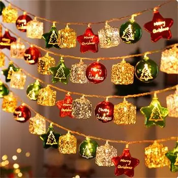 Рождественская гирлянда из леденцов Санта-Клауса, лампа в виде снеговика, рождественская елка, гирлянды, подвесные украшения, Веселый рождественский декор 2025 1.5m 10leds