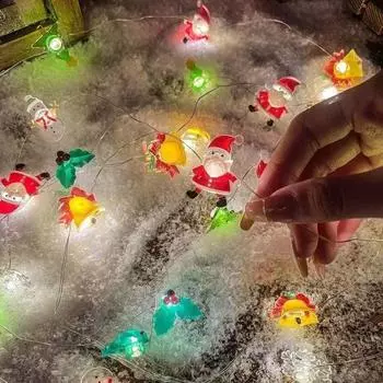 Рождественская гирлянда из медной проволоки. Светодиодная гирлянда. Маленький фонарь. Санта-Клаус. Свет снежинки. Рождественская атмосфера. Украшение. 100CM