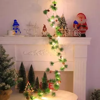 Рождественская гирлянда на батарейках с гирляндами и реалистичными сосновыми иголками C