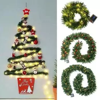 Рождественская гирлянда с гирляндами, венок, водонепроницаемая, для использования в помещении и на открытом воздухе, рождественская гирлянда с гирляндами, украшение для вечеринки A